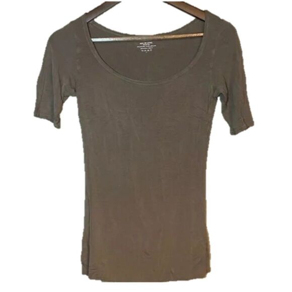 Majestic Taupe Boatneck Quarter Sleeve Top Super Soft Light Brown Tan - Picture 1 of 9